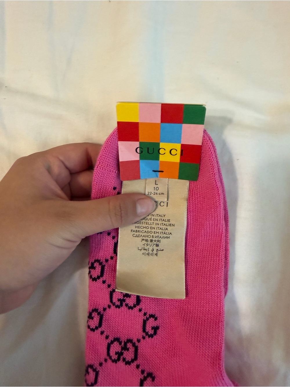 Gucci Hot Pink GG Logo Ankle Socks size large - Picture 3 of 5